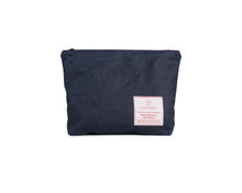 Load image into Gallery viewer, large navy blue wax canvas zipper bag
