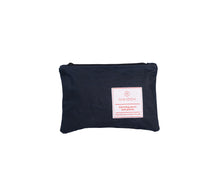 Load image into Gallery viewer, small navy blue waxed canvas zipper pouch
