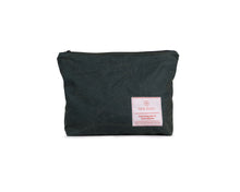 Load image into Gallery viewer, large green waxed canvas zipper pouch
