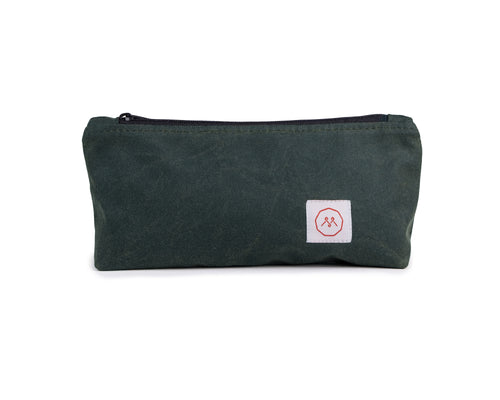 green waxed canvas pencil pouch