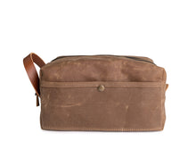 Load image into Gallery viewer, large tan wax cotton toiletry bag
